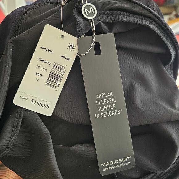 NWT MAGICSUIT Black Parker Underwire Tummy Control Convertible Swim Dress Sz 12 - Picture 3 of 16